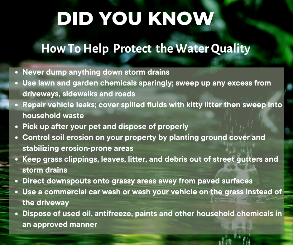 You Can Help Protect the Water Quality
